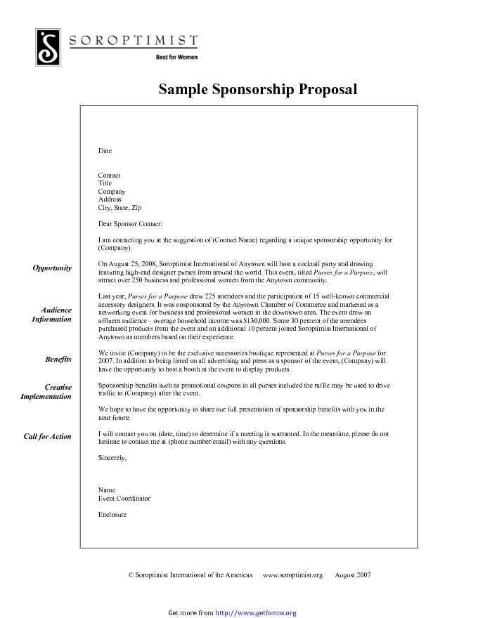 Sample Sponsorship Proposal