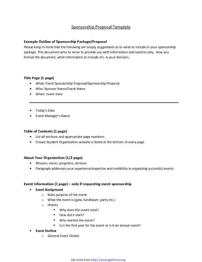 Sponsorship Proposal Template