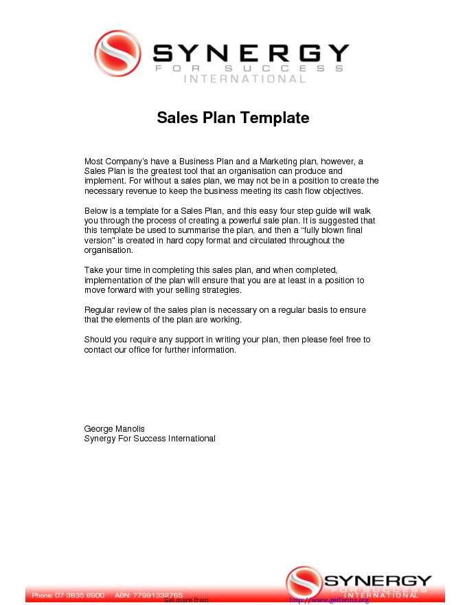 Sales Plan Template 2
