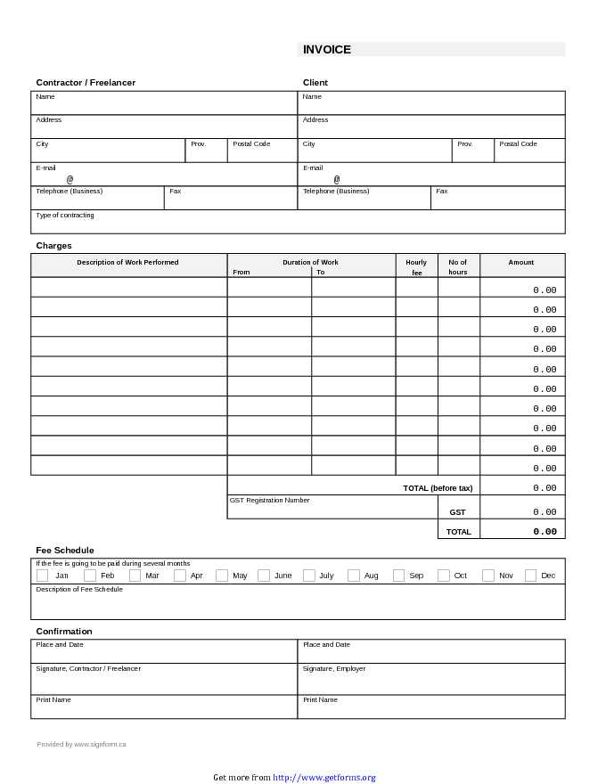 Contractor-Freelancer Invoice