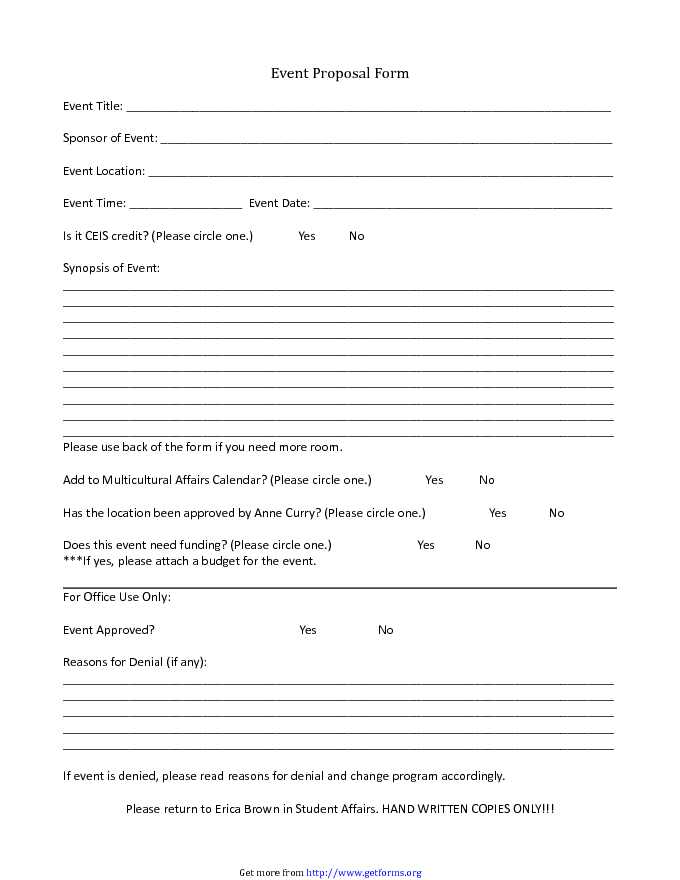 Event Proposal Form