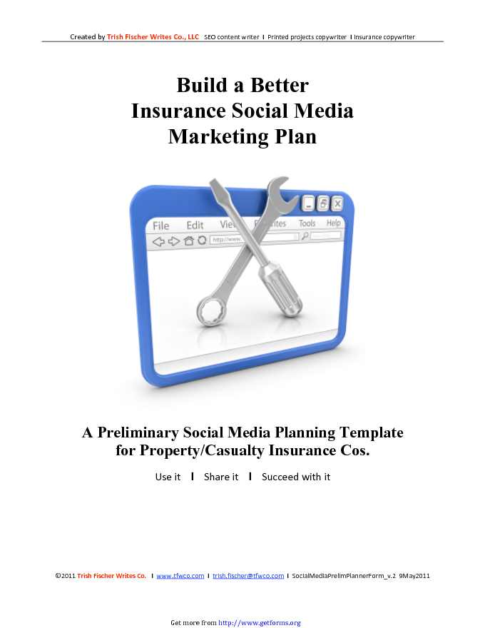 Social Media Marketing Plan Template 3 (For Property And Casualty Insurance)