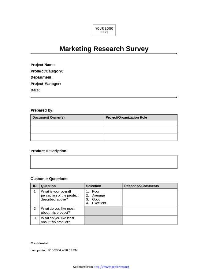 Market Research Survey Template 1