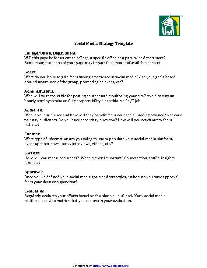 Social Media Strategy Template