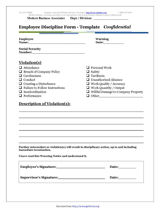 Employee Discipline Templates