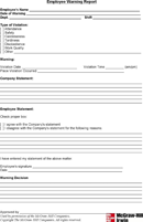Employee Warning Report form