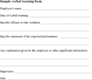 Sample Verbal Warning form