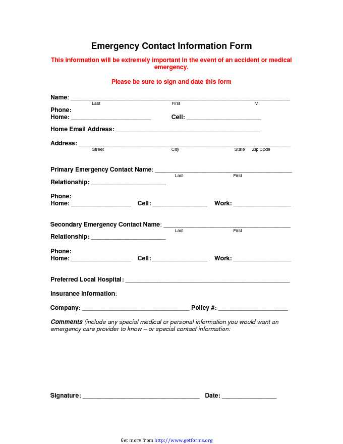Emergency Contact Form 1