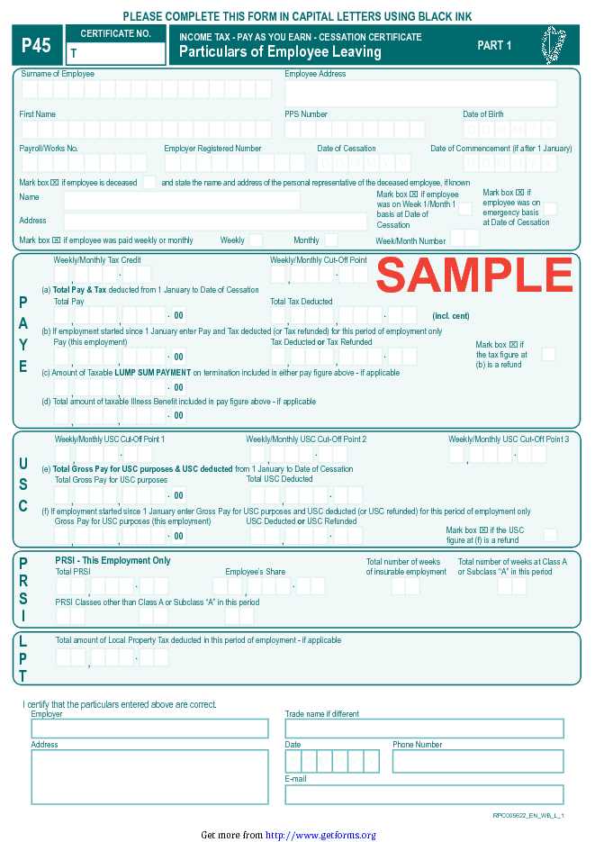 P45 Form Download