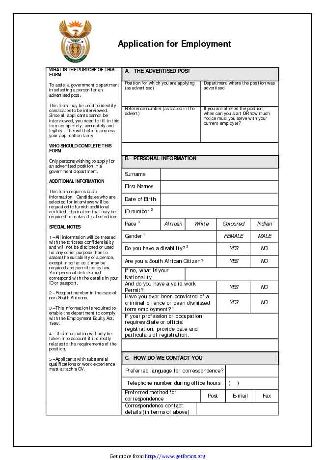 Z83 Form Download