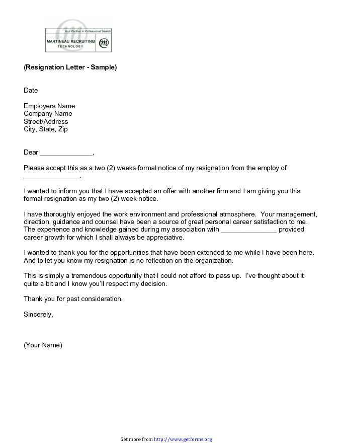 Resignation Letter