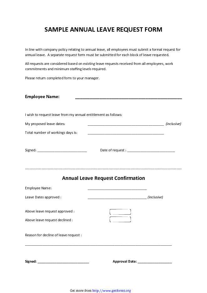 Sample Annual Leave Request Form