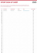 Sport Sign Up Sheet form