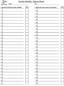 Weekly Sign up Sheet Template form