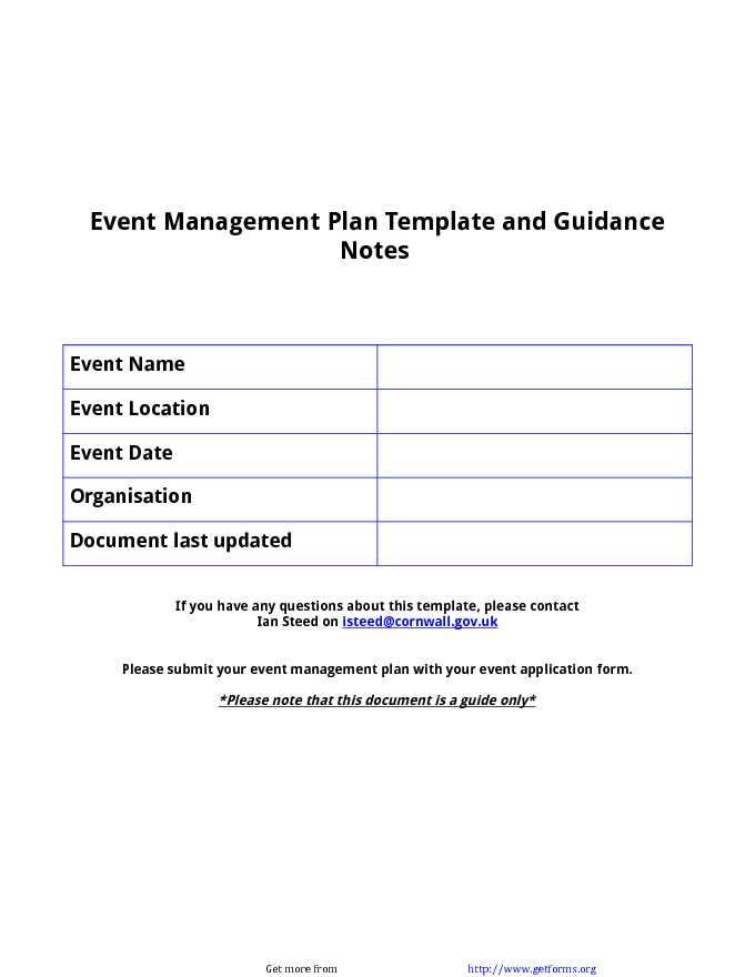 Event Management Plan Template and Guidance