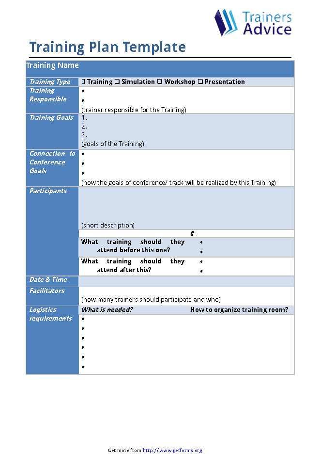 Training Plan Template