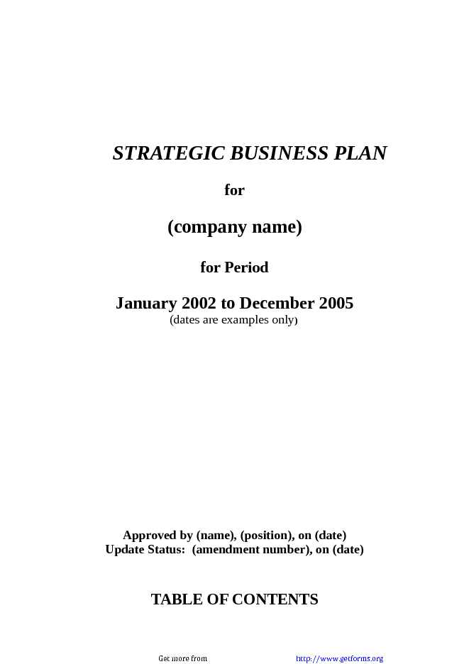 Strategic Business Plan