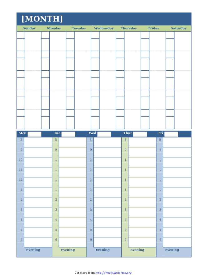 Monthly and Weekly Planning Calendar