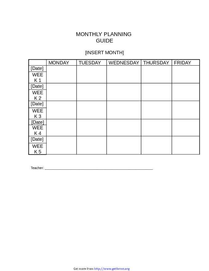 Monthly Planning Guide