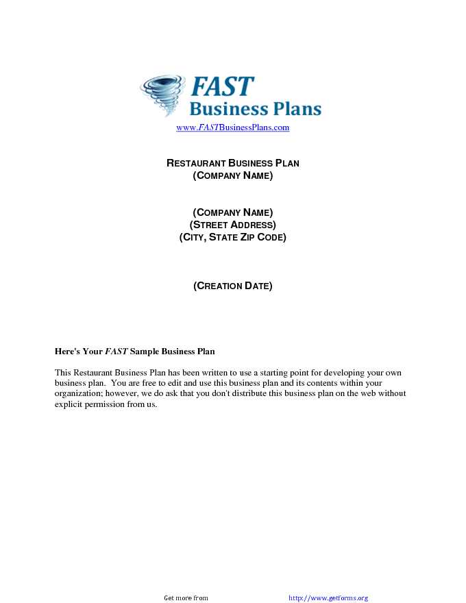 Restaurant Business Plan Template