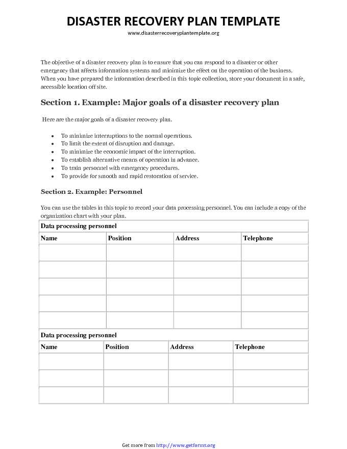 Disaster Recovery Plan Template 1