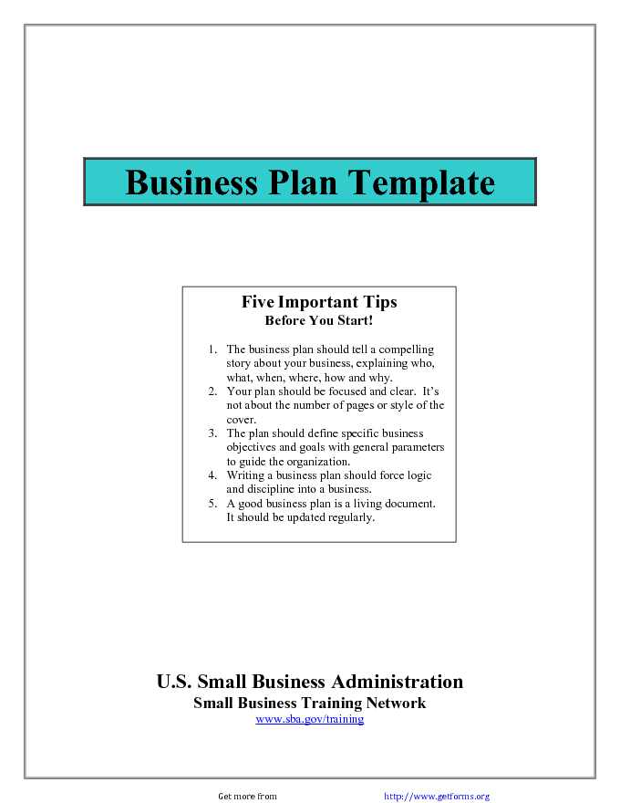 SBA Business Plan Template 1