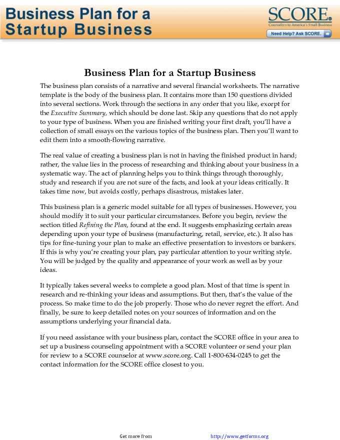 SBA Business Plan Template 2