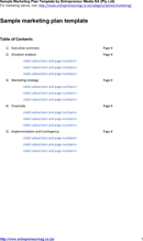 Sample Marketing Plan Template form