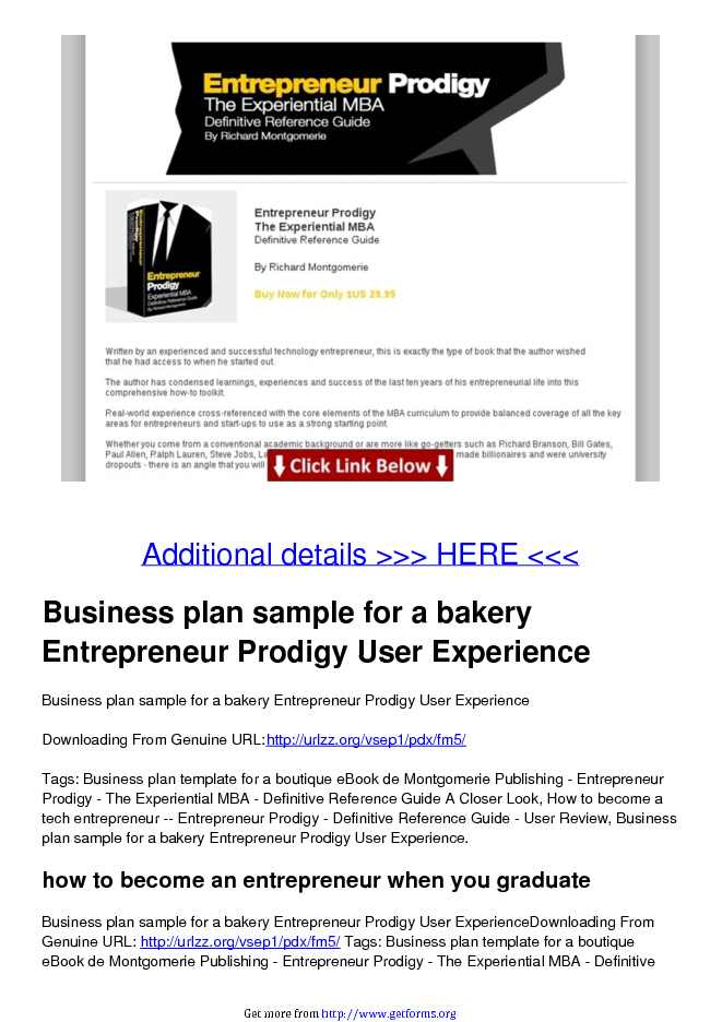 Business Plan Sample for a Bakery