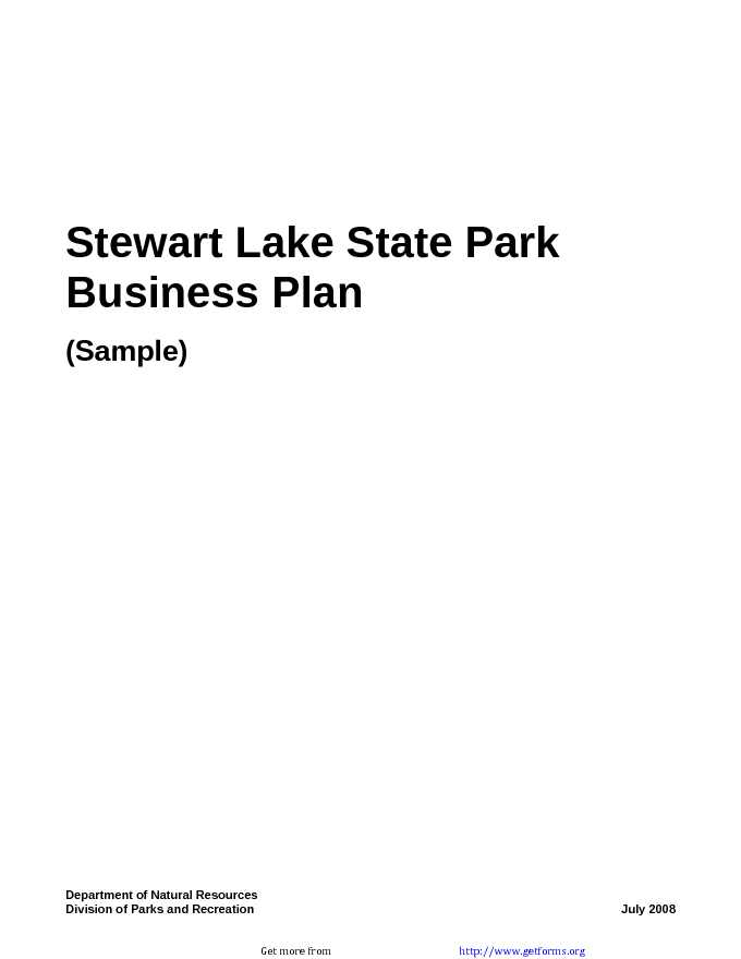Stewart Lake State Park Business Plan (Sample)