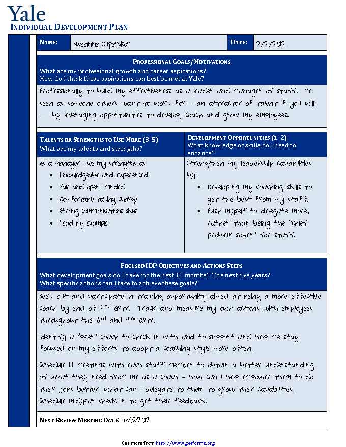 Personal Development Plan Sample 2