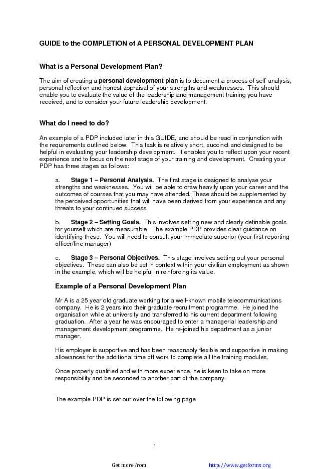 Personal Development Plan Sample 3