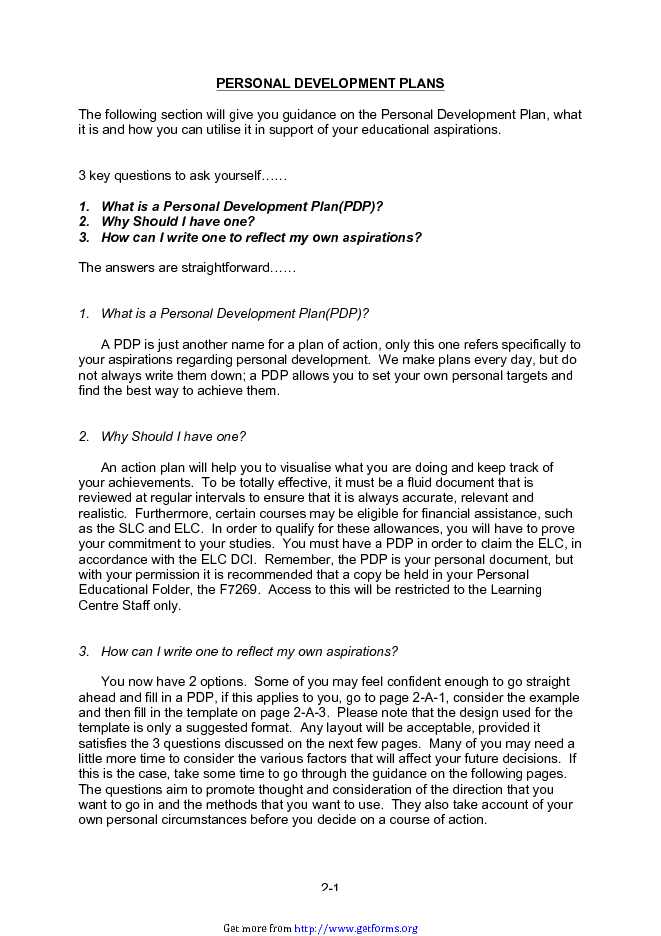 Personal Development Plan Sample 4