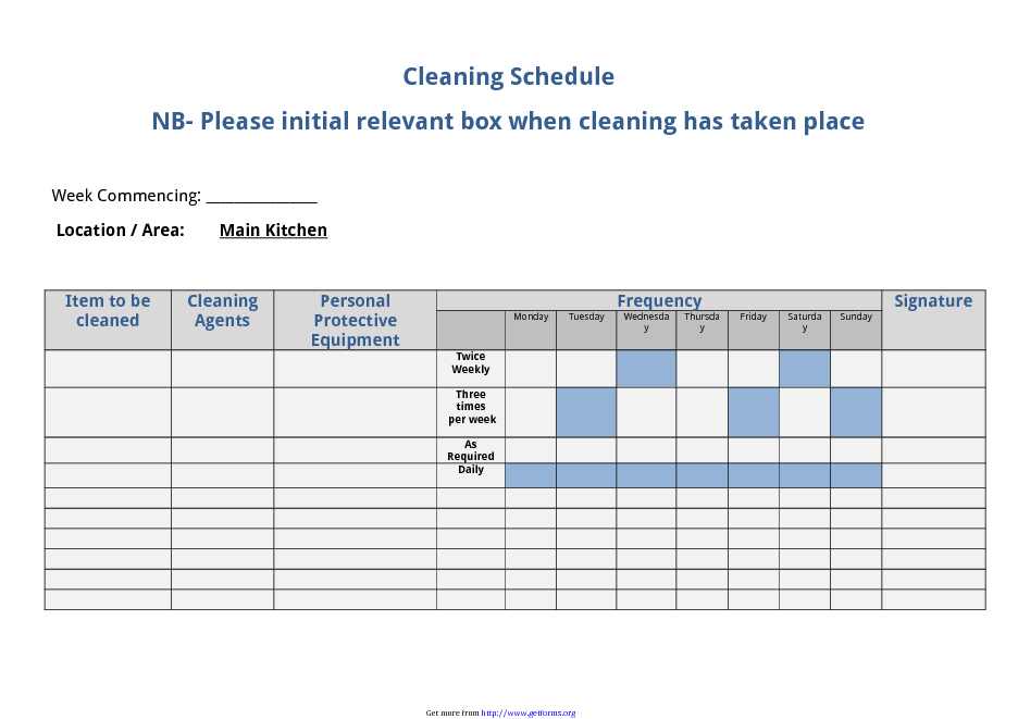 Cleaning Schedule