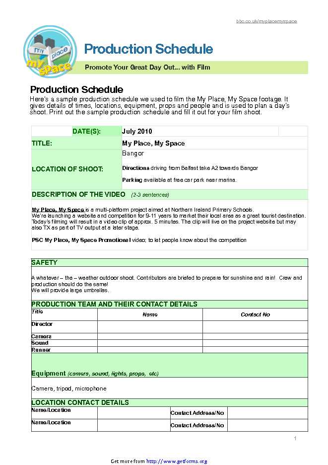 Film Production Schedule Template