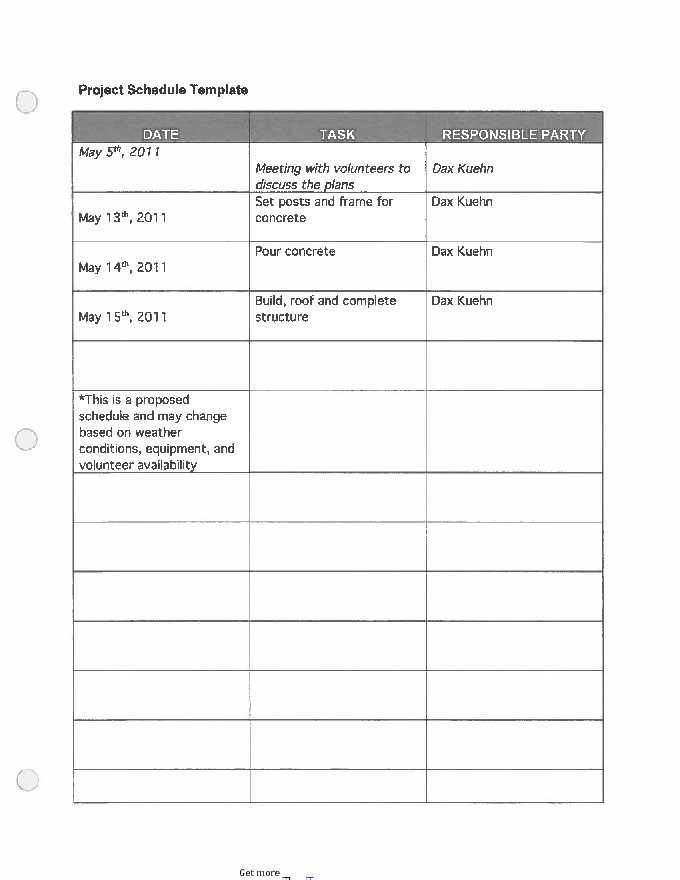 Project Schedule Templates