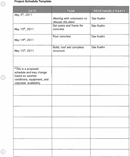Project Schedule Templates form