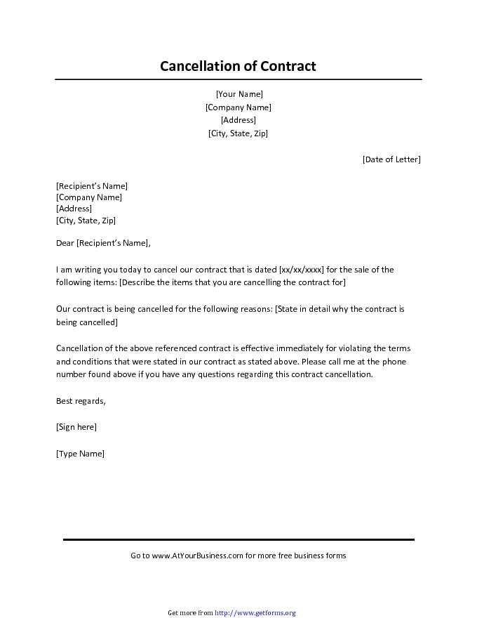 Contract Cancellation Letter