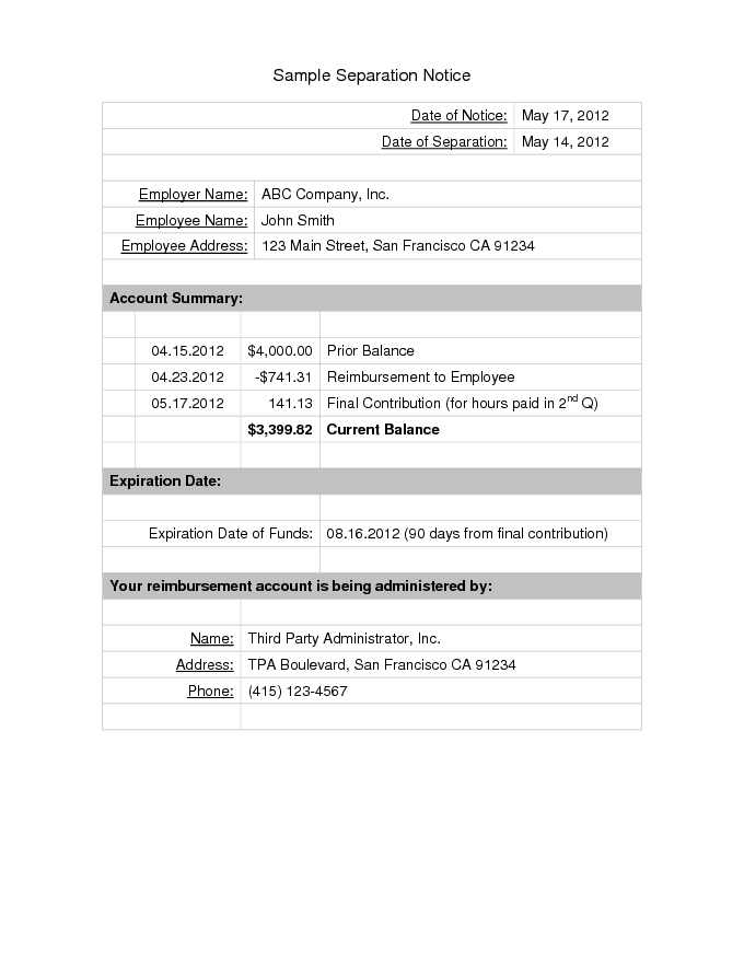 Sample Separation Notice