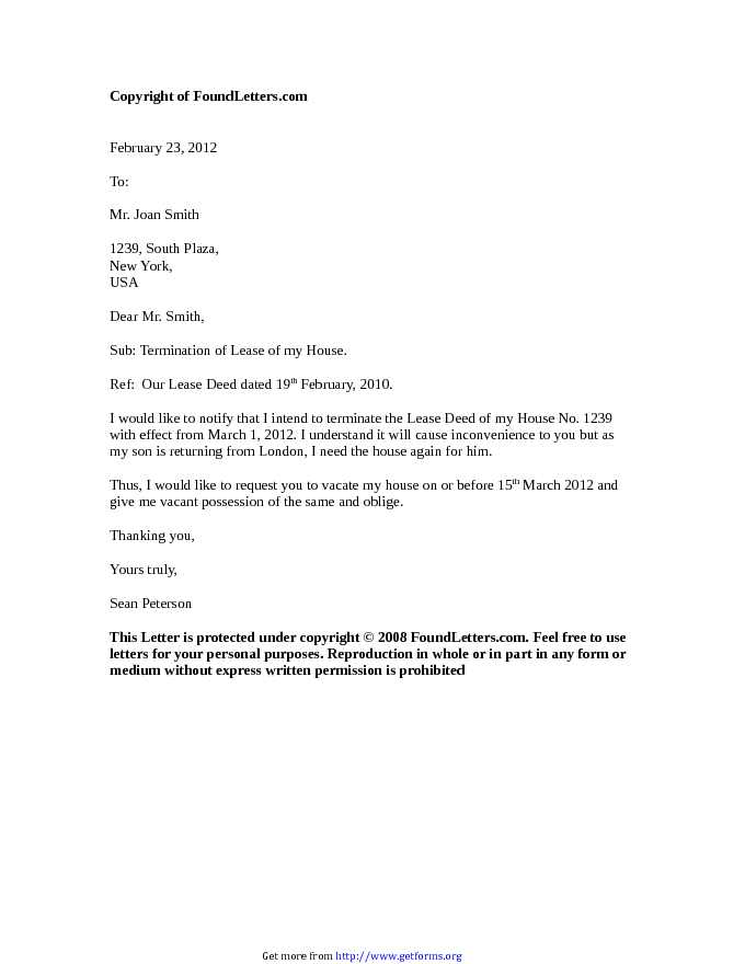 Lease Termination Letter