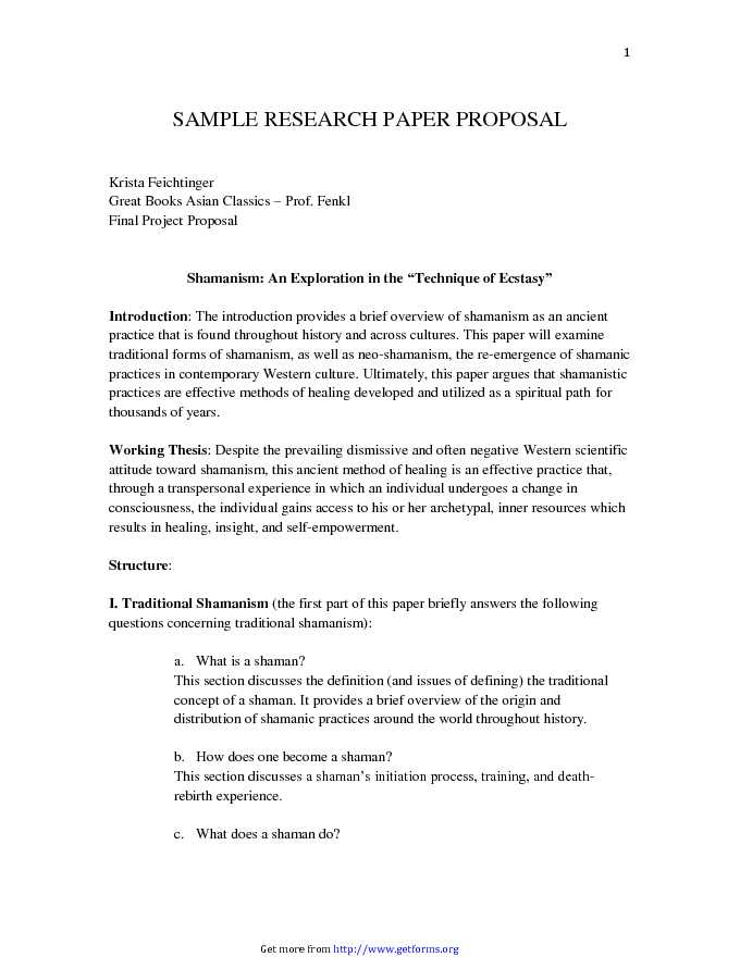 Sample Research Paper Proposal