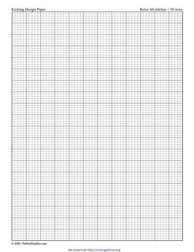 Letter Sized Knitting Graph Paper, Ratio 4:5, Portrait Orientation