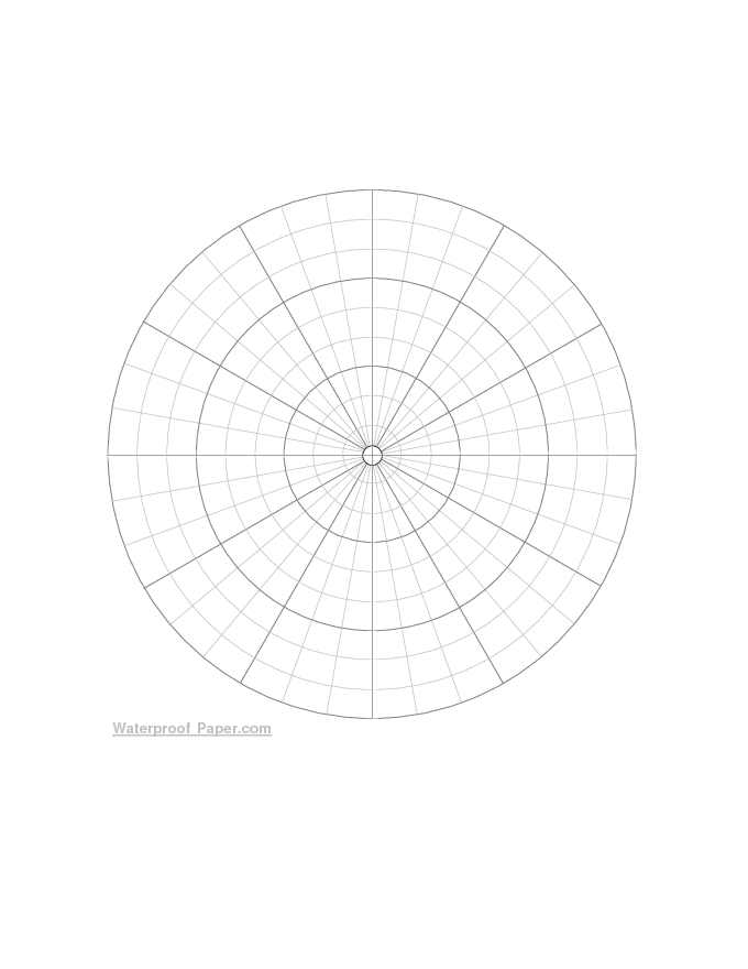 Polar Graph Paper Divisions Each 10 Degrees