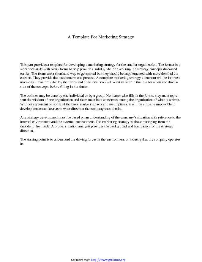 A Template for Marketing Strategy