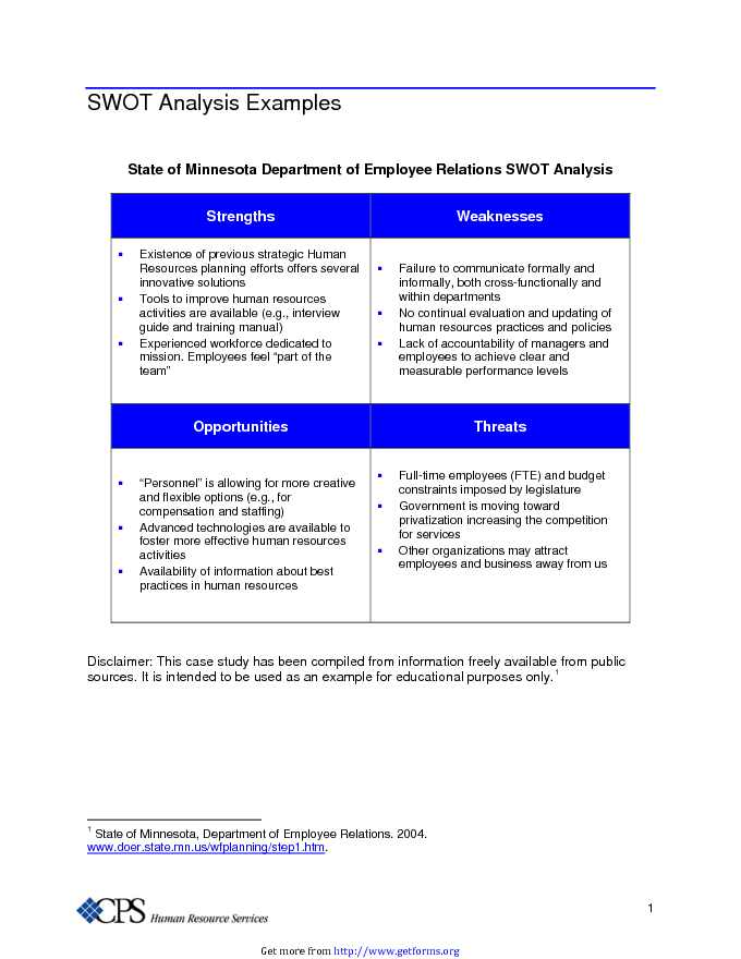 SWOT Analysis Example 2