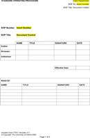 SOP Templates form