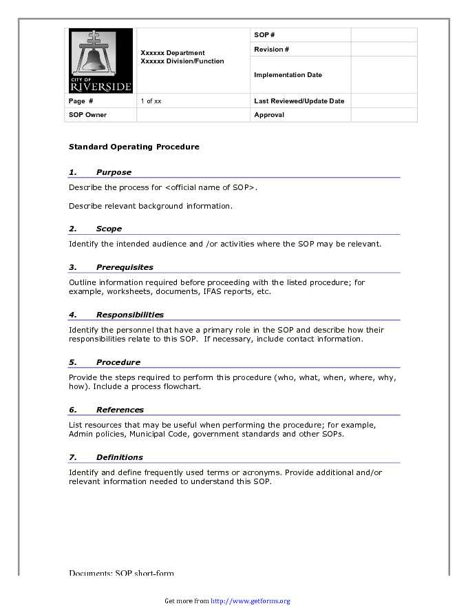 Standard Operating Procedure Template Word