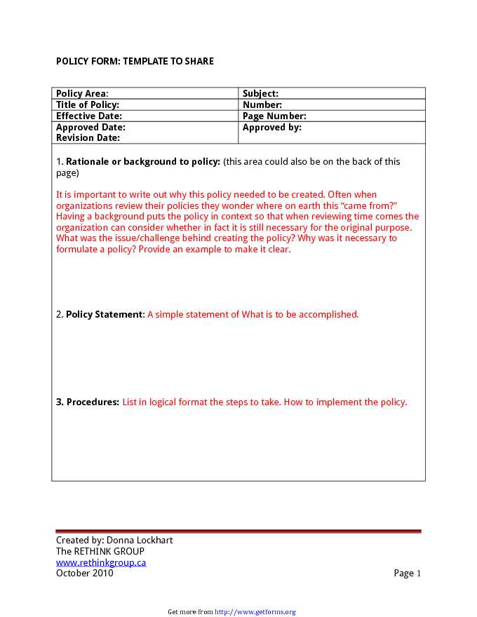 Policy and Procedure Template