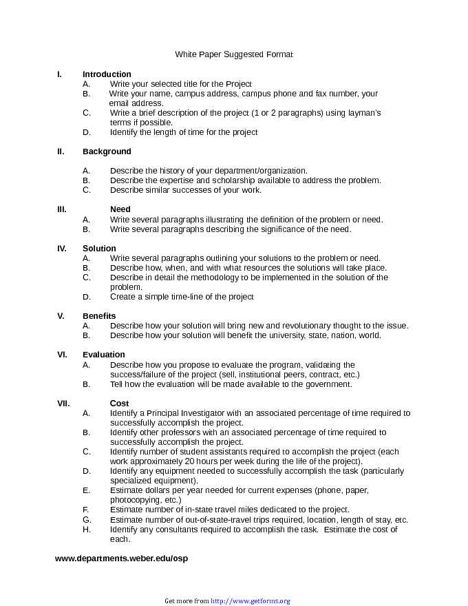 White Paper Suggested Format