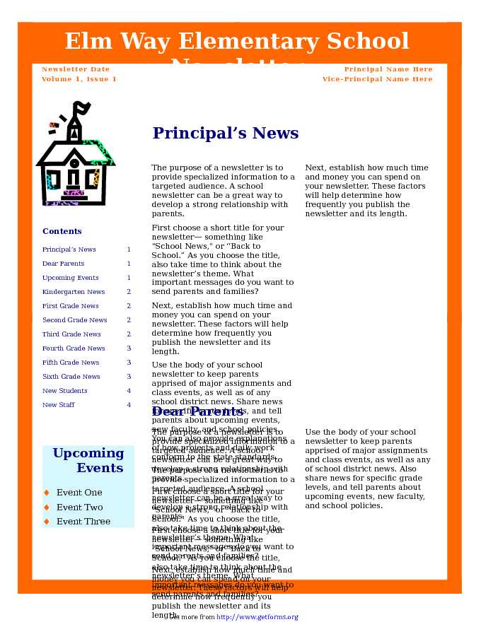 School Newsletter Template 1